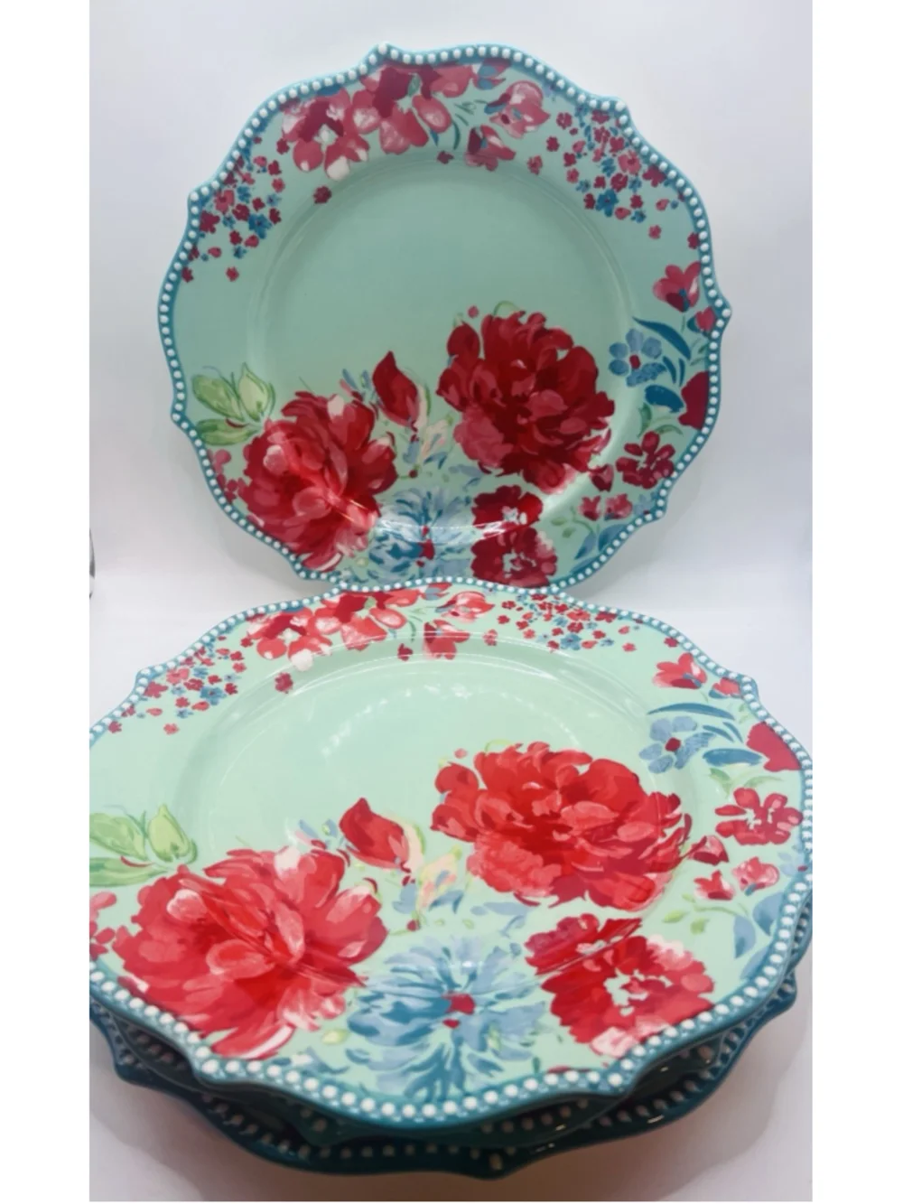 Set of (4) Pioneer Woman Gorgeous Garden Stoneware Dinner Plates 10 3/4”